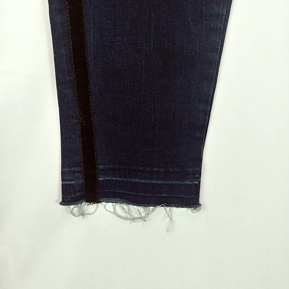 Juicey Couture Co Skinny Jeans Women 10 Dark Wash Velvet Tuxedo Stripe Raw Hem - Picture 2 of 7